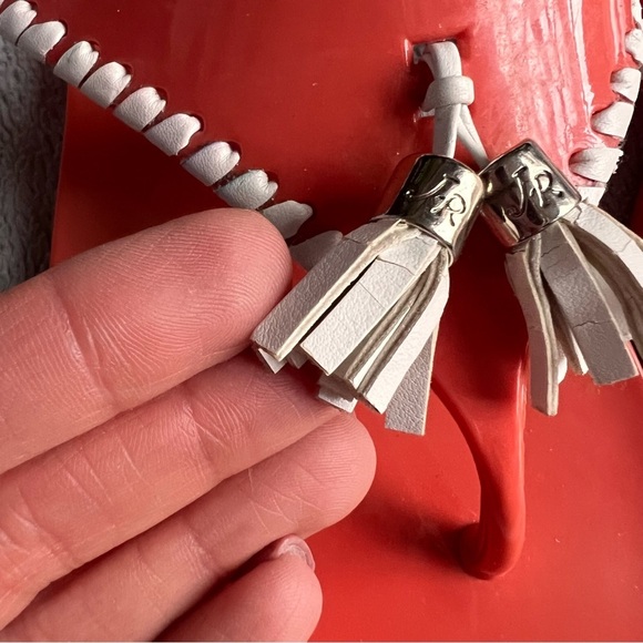 Jack Rogers Alana Jelly Slip-On Whipstitch Tassel Thong Flip Flop Sandals Coral - Picture 9 of 12